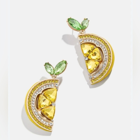 🔹️ Piper K🔹️ Gorgeous Lemon Citrus Rhimestone Earrings 🍋 - Picture 1 of 5